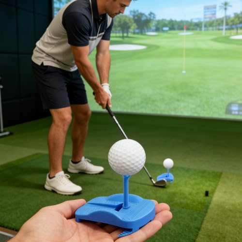 Golf-Teehalter für Kunstrasen – Klappbarer Fuß & 5 Simulator-Tees in verschiedenen Größen bieten eine stabile, bruchsichere Abschlagplattform für Golfsimulatoren im Innen- und Außenbereich Basis