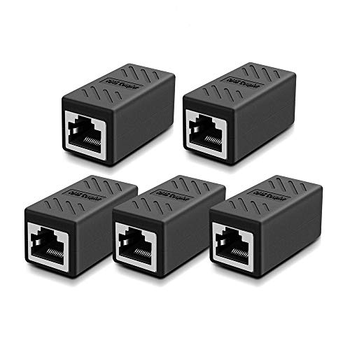 RJ45 Coupler 5 Pack, Network Coupler, Ethernet Connectors, Hielded in-Line Coupler for Cat7 Cat6 Cat5e Cat5 ECable Extender Adapter Female to Female
