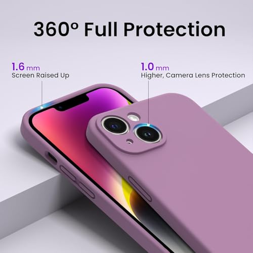 Image of DIZORO Microfiber Square Candy Case Compatible for iPhone 14, Shockproof Slim Back Cover Liquid Silicone Case (Lilac)