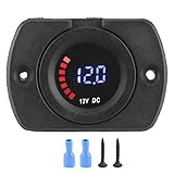 Spannungsmessgerät mit farbigem LED-Display, DC 12 V Batterieanzeige für Auto und Boot, wasserdichtes 3-stelliges Voltmeter mit Echtzeitüberwachung für den Fahrzeug- oder Marineein (mit Panel)