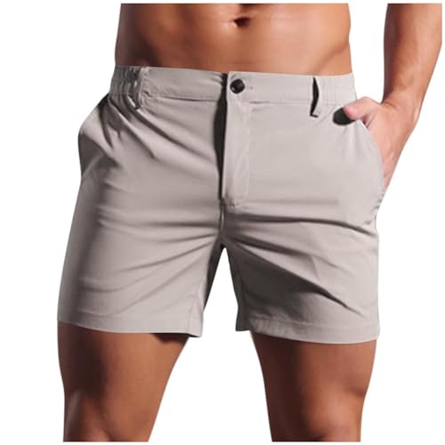 Sinzelimin Men's Bermuda Shorts 2025 Fashion Solid Color Slim Fit 5'' Cargo Pants Summer Beach Casual Comfy Short Sweatpant