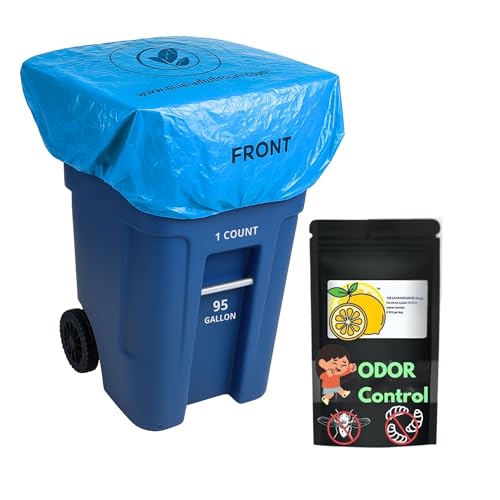 trash smell buster | Odor Eliminating Trash Can Cover for 95 Gallon Outdoor Bins | Lemon Scented with Elastic Band | Eliminates Trash Odor Naturally | 1 Durable Cover