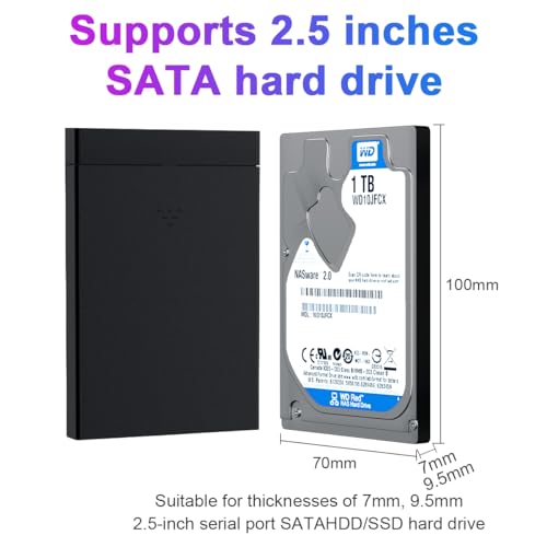 Caja externa para disco duro y SSD 2.5" USB Tipo-C/Tipo-A a SATA miniatura 3