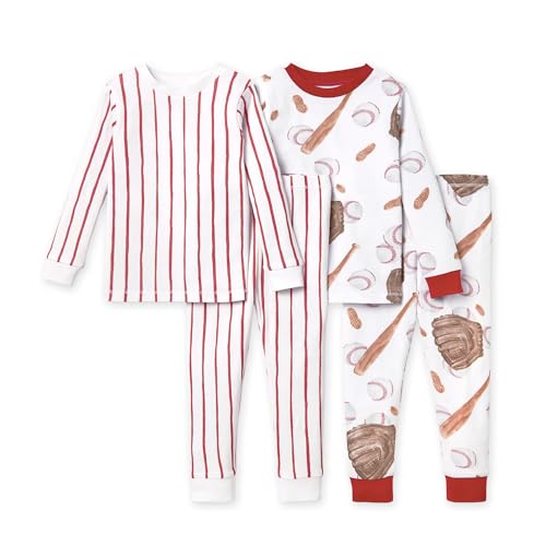 Image of Burt's Bees Baby Baby Boys Pajamas, 2-Piece Long Sleeve Tee and Long Pant Cotton PJ Set, Sizes for 12 Months to 12 Years