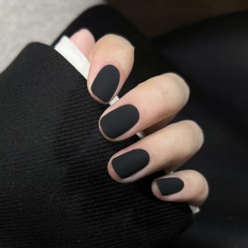 COSMOO Matte Black Nail Polish Air Dry Quick Dry Dark Lacquer Nail Art Varnish Velvet Mist Effect Matte Finish Nails Polish for Ladies 0.41 fl oz