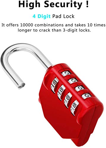 Image of 2 Pack Combination Lock 4 Digit Padlock for School Gym Locker, Sports Locker, Fence, Toolbox, Case, Hasp Storage (Black&Red)