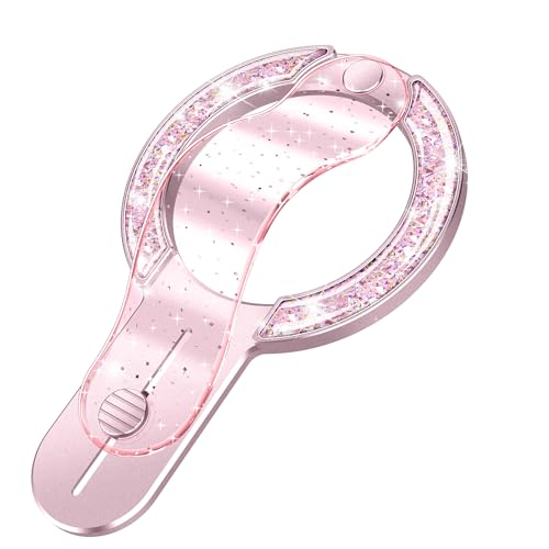 Image of GripMate for MagSafe Phone Grip for iPhone - Glitter Magnetic Phone Ring Holder for Women Girs - Comfortable Stylish Finger Phone Loop Grip for iPhone 17 /16 /15 /14 /13 /12,Glitter Pink