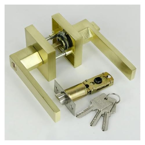 Moderno juego de cerradura de puerta interior de aleación de aluminio dorado para baño y dormitorio, cerradura de palanca de alta calidad con llave, fácil de instalar y control de acceso seguro