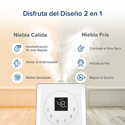 Humidificador Levoit LV600S con el depósito de 6 litros abierto para el llenado superior