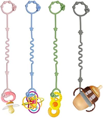Toy Straps for Baby,RTMOK 4pcs Silicone Setpacifier Clip,Applies to Car Seat Toy,Teether Toy,High Chair,Stroller Accessories,Baby Toy Clips,Cribs,Rocking Chair,Silicone Pacifier Clip
