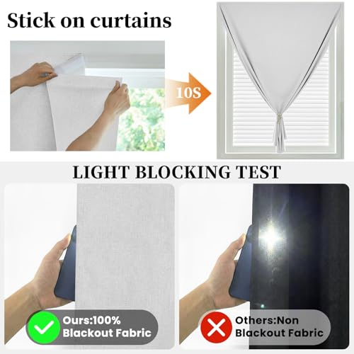 Image of 100% Self Adhesive Blackout Curtains- Stick on Curtains Shades Window Blinds Curtains No Rod Needed Easy to Hang Curtain, Use for Bedroom, Roman Shades, W52 x L72 inch, 1 Panel, Off-White