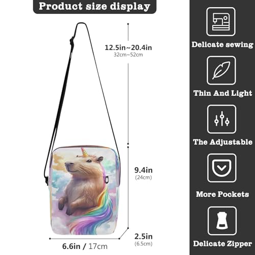 Crossbody Bag Cute Guinea Pigs Unicorn Messenger Bag for Women Men Purse Shoulder Bag Satchel Bag with Adjustable Strap 214B91843