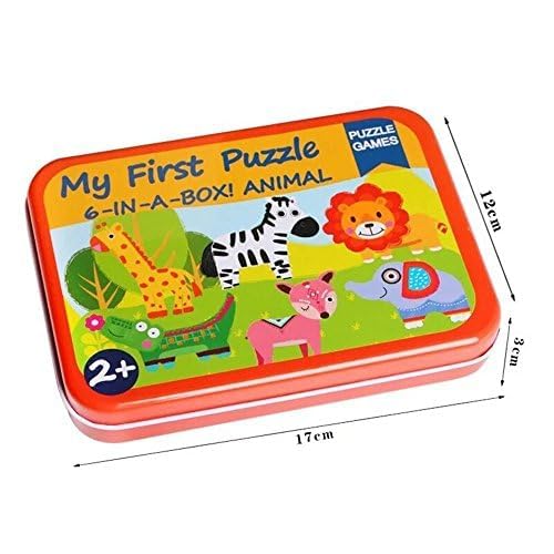 Image of Baybee Pack of 6 Wild Animal Wooden Jigsaw Puzzle | Puzzle Game for Kids 3 to 5 Years | Educational Learning Toy Set for Toddlers with Colorful Pieces & Safe Material
