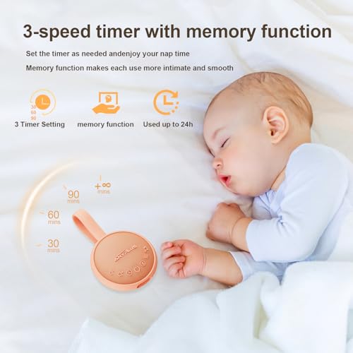 Image of White Noise Sound Machine for Sleeping Adults & Baby, Portable Noise Machine with 24 Soothing Sounds, Bluetooth 5.1, Battery Powered, 3 Timer Settings, Memory Function for Home, Office, Travel(Orange)