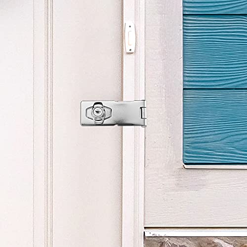 Tidorlou 4 Inch Keyed Hasp Locks, 2 Pcs Cabinet Knob Lock, Keyed Locking Twist Knob With Screws For Small Doors, Cabinets, Boxes, Trunks, Silver #TOP4