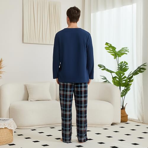 U2SKIIN Mens Fleece Pajamas Set, Soft Warm Long Sleeve Prints Pants Pajama set for Men Comfy Sleepwear Pjs3