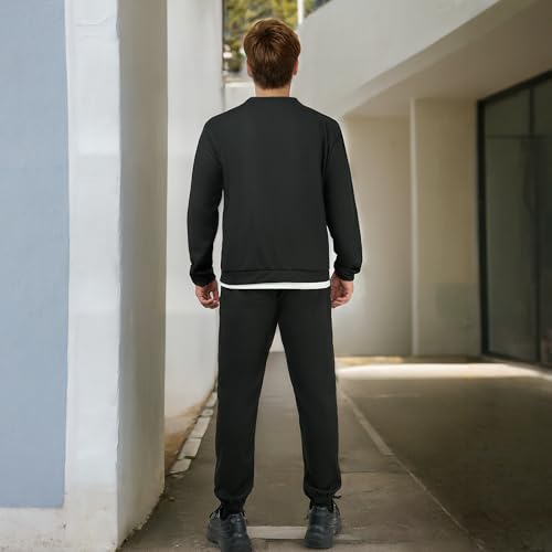 Men Tracksuit 2 Piece Long Sleeve Pullover Outfits Casual Sweatshirt & Jogging Sport Suit Sets with Pockets4