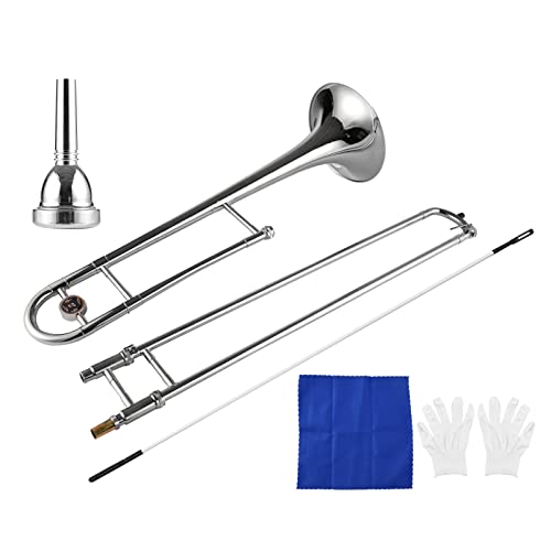 Summina Silver Trumpet Alto Trombone Brass Bb Tone B Flat Wind Instrument With Cupronickel Mouthpiece Cleaning Stick Case #TOP6
