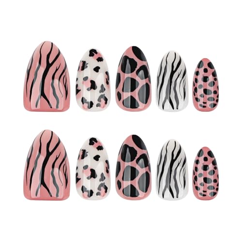 Edgy Black and Pink Press on Nails - Reusable Fake Nails