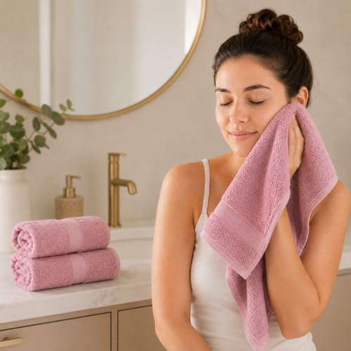 Image of Sulfar 100% Terry Ring Spun Cotton Face Towel - Quick-Dry, Highly Absorbent (480 GSM) (30 x 30 Cm) Soft Berry (Pack of 2)