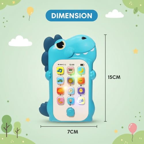 Image of FunBlast Cartoon Musical Mobile Phone for Kids, Mobile with Light & Sound Toys for Babies | Educational Toys for Kids 3+ Years /Boys /Girls-1 Unit (Dino-Blue)