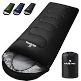 Galacthic 寝袋 冬用 夏用 シュラフ 多機能・170T防水 オールシーズン 保温 防寒 耐寒-5℃1.8Kg 2.1Kg コンパクト収納 中綿 車中泊 防災用 丸洗い可能 登山 キャンプ アウトドア 超快適 収納袋付き (ブラック, 2.1kg)