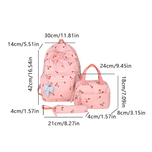 Cherry Backpack Coquette Pink Bookbag Aesthetic Cute Daypack for Travel Daily Use Large 3pcs Bag Set 6