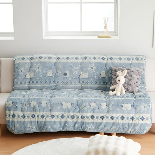 ベルーナ(BELLUNA) ソファカバー あったか フランネル 厚手 北欧柄 吸湿発熱 蓄熱 抗菌防臭 寒さ対策 暖かい 冬用 柄 ボリュームタイプ ふわふわ とろける 滑り止め付 ズレにくい 節電対策 取り付け簡単 中綿入り 多機能 なめらか フランネル