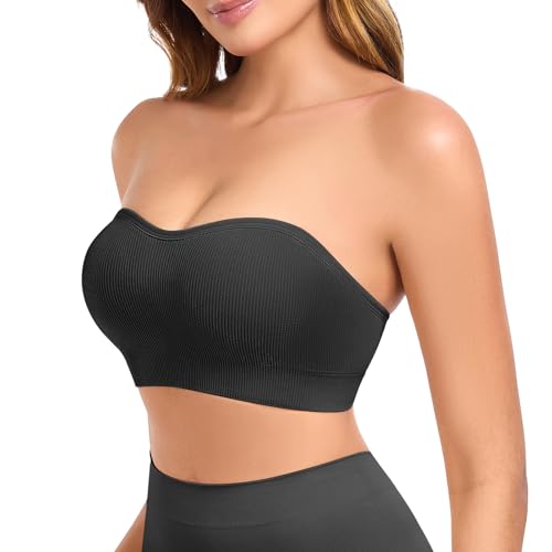 Finduself Strapless Bras for Women- one Pairs Straps Black