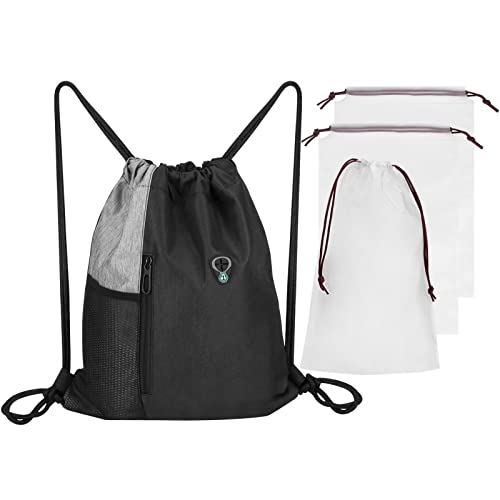 FDKJOK Juegos de mochila con cordón, 1 mochila con cordón y 3 bolsas con cordón, mochila deportiva casual para viajes deportivos de gimnasio (4 unidades de mochila con cordón) Cover