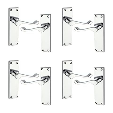 Allen & Alvan® - Victorian Scroll Door Handle - Latch - 6 Inches - Polished Chrome Finish - Door Handle, Door Latch - Modern Scroll Design - Interior Use Door Handle - [4 Packs] Cover