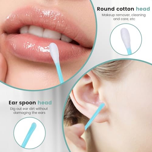 Yitexin 200 Pieces Disposable Ear Pick Spoon with Swab Tip, Double Sided Wax Removal Tool, Plastic Ear Cleaner Tool Scoop Picker for Older Adult Personal Care Cleaning (Blue) - Thumbnail 6