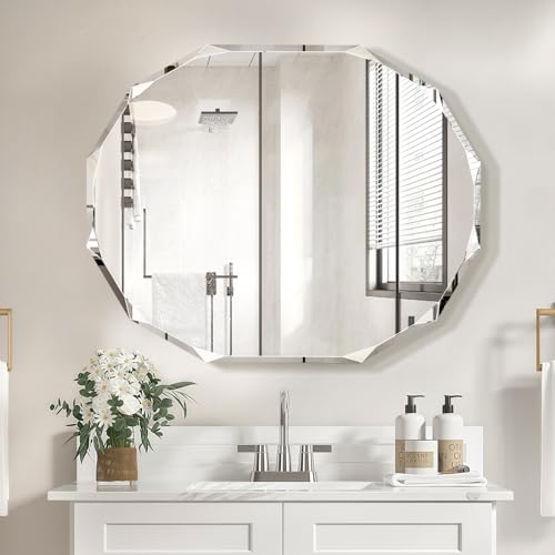 Pregaspor Single Beveled Edge Bathroom Vanity Mirror, 30" x 36"