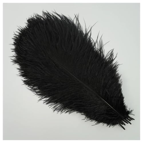 GreatRise Lot de 10 plumes d'autruche naturelles douces - 15-20 cm - Pour mariage, Halloween, décoration de table - Noir