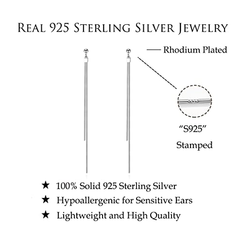 Reffeer 925 Sterling Silver Tassel Chain Dangle Earrings For Women Girls Long Dangle Earrings Drops Ear Line (A-Silver) #TOP5