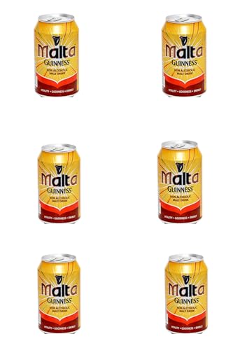Malta Guiness Non Alocholic Drink, 330ml Can (Pack of 6)