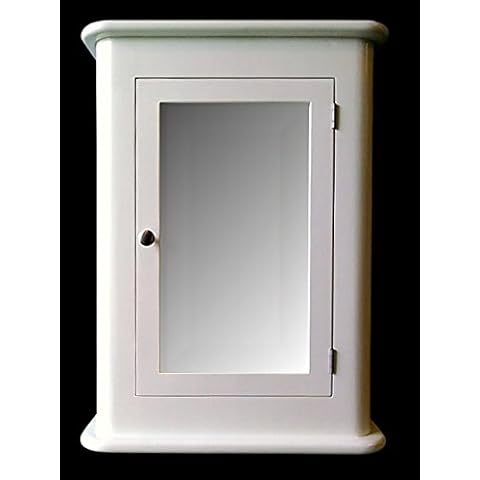 Madrid White Medicine Cabinet, Surface Mount, Solid Wood & Handcrafted Cover