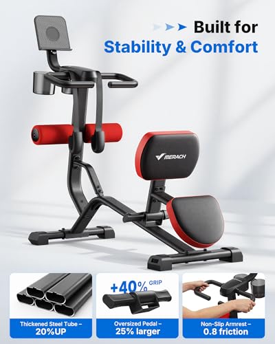 Image of MERACH Full Body Stretch Machine Back Stretcher, 350LBS Weight Capacity | Posture Correction, Flexibility Training, Extra Wide Seat, Padded Cushion, Exercise Guide Chart, Stable Steel Frame, Home Gym