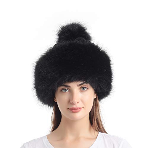 Gorro mujer de piel sintética negro estilo ruso miniatura 4