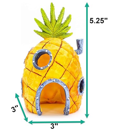 Penn-Plax (SBR10EO Spongebob Squarepants Officially Licensed Aquarium Ornament – Spongebob’s Pineapple House – Medium - Image 6