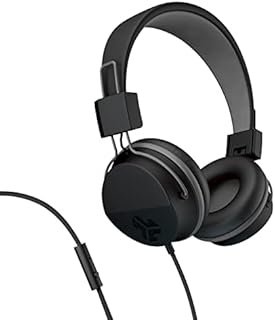JLab Neon Folding On-Ear Headphones | Black | Wired Headphones | Tangle Free Cord | Noise Isolation | 40mm Neodymium Drivers | C3 Sound (Crystal Clear Clarity)