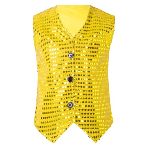 Linjinx Men's Sequins Disco Jacket Vest Waistcoat V Neck Shirts Tops for Carnivals Party Proms3