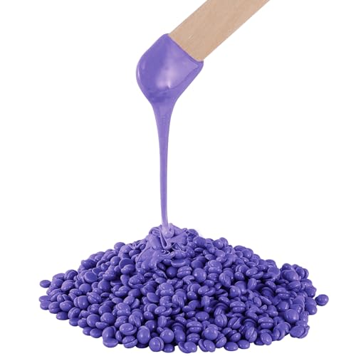 1 lb Hard Wax Bulk for Hair Removal, Gentle Waxing Beads for Brazilian Bikini Waxing on Full-Body Sensitive Skin Face Leg Underarm Back Chest Coarse and Fine Hair Removal, Includes 10 Sticks, Black