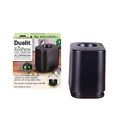 EcoPress™ Herramienta de Reciclaje de Cápsulas de Café de Aluminio Vertuo* por Dualit - Reciclador compatible Nespresso®* Vertuo* - Herramienta ecológica de calidad para cápsulas y posos de café