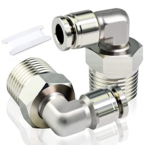 Tailonz Pneumatic 304 Codo macho de acero inoxidable - Tubo de 1/4 pulgadas OD x 1/2 pulgadas NPT rosca empuje para conectar tubo PL-1/4-N4 (paquete de 2) Cover