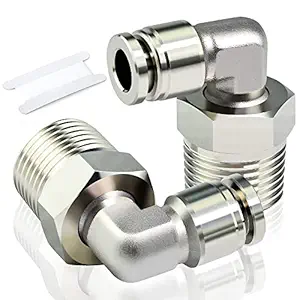 TAILONZ PNEUMATIC 304 Stainless Steel Male Elbow - 1/4 Inch Tube OD x 1/2 Inch NPT Thread Push to Connect Tube Fitting PL-1/4-N4 (Pack of 2)