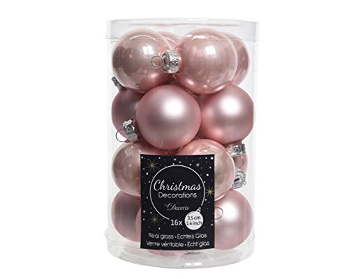 16 Christbaumkugeln Weihnachtskugeln Christbaumschmuck aus Glas 35 mm Durchmesser rosa matt und glänzend Cover