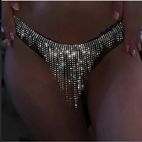 Carufin Sexy String Culotte Chaîne Décorative Argent Gland Taille Chaîne Corps Chaîne Bijoux Accessoires Réglable pour Femmes et Filles (Chaîne de...