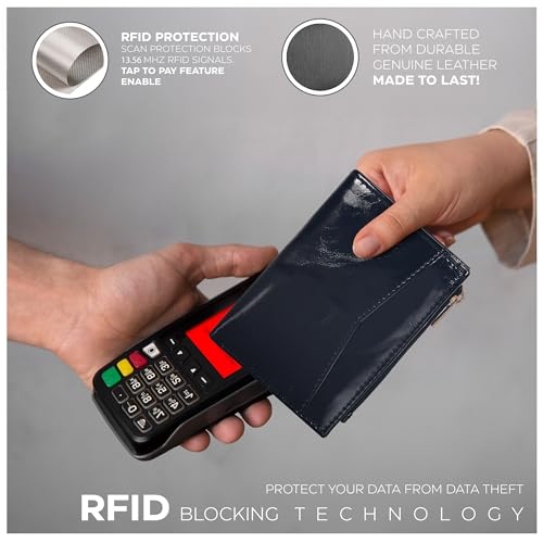 Image of Oak Leathers Leather Wallet For Women - Small RFID Coin Purse Credit Card & ID Holder for Ladies, Gift for Women's, Bifold Wallets (Black Jazz)