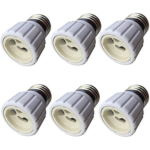 DZYDZR 6 Pack E27 to GU10 Light Bulb Converter Lamp Holder Socket Adapter Flame Retardant Material Cover